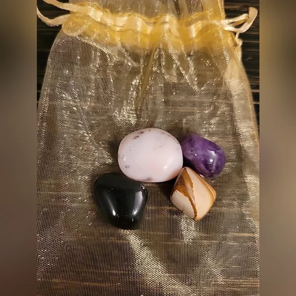 Amethyst, Apache Tear, Pink Opal, Picture Jasper, Stones And Bracelet - Picture 3 of 3